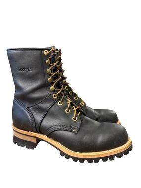 Georgia Boots Logger Boot Black Leather Women size 9